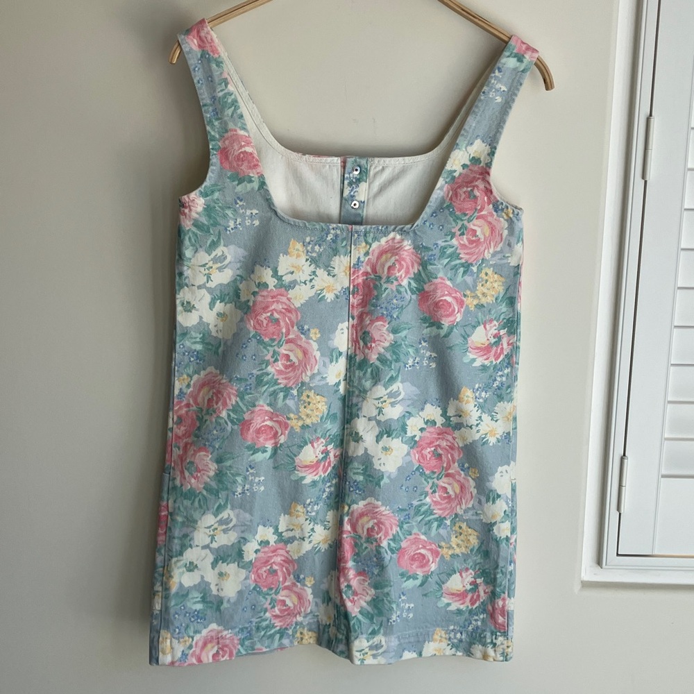 SÉZANE ADRIA Floral Sleeveless Dress w/ Pockets Cotton Denim Past Season Size 4 - Picture 4 of 9